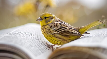 sparrow on a book