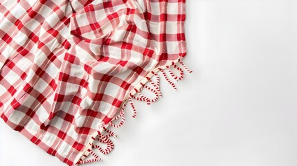 Fototapeta premium Tranquil Summer's Picnic: Close-up of a Plain Picknick Blanket on White Background