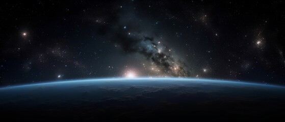 Planet Earth in space with stars and nebula. 3D rendering