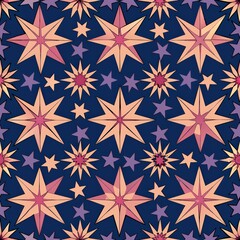 Seamless pattern of mosaic stars and asterisks, perfect for adding a touch of celestial magic to your gift wrap, Generative AI