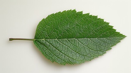 Obraz premium Exquisite Macro Shot of Mountain Ash Leaf on White Background - Detailed Veins and Texture in Ultra HD Quality