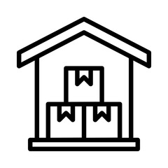 Warehouse icon or logo illustration outline black style