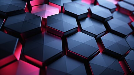 Futuristic Hexagonal Pattern with Red Glow