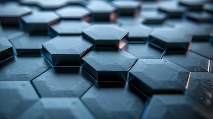 Obraz premium Futuristic Blue Hexagonal Grid Pattern