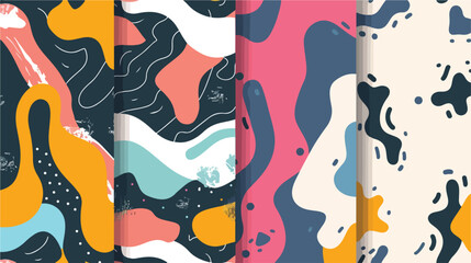 Seamless patterns Four . Abstract fluid shapes repeat