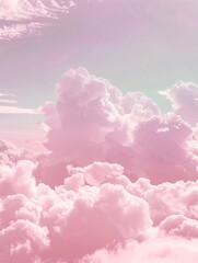 Pink sky with lots of beautiful clouds. Generative AI