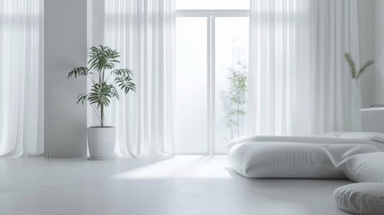 Fototapeta premium Minimalist Interior with Sunlit Shadows