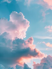 Beautiful blue sky with huge clouds. Generative AI