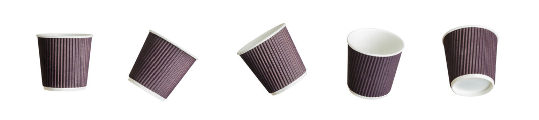 Set of mockup of coffee paper drinking cup on white background