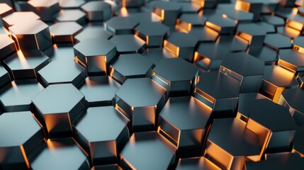 Fototapeta premium A close up of a black and orange hexagonal pattern