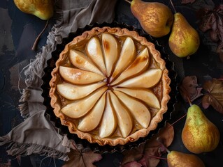 Autumn Bliss: Classic Pear Frangipane Tart (Tarte Bourdaloue) - A Delectable Seasonal Treat from Abo