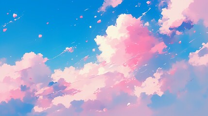 Pink-toned clouds and beautiful clean skies. Generative AI