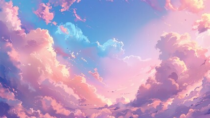 A sky with beautiful pink clouds. Generative AI
