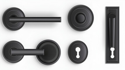 Modern Black Minimalist Doorknob Set