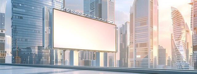 Obraz premium Minimalist HighRise Building Exterior Billboard in Sleek Urban Setting