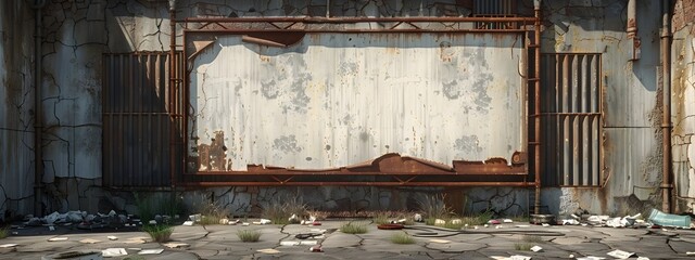 Aged Warehouses Vacant Billboard A Statement in Urban Decay