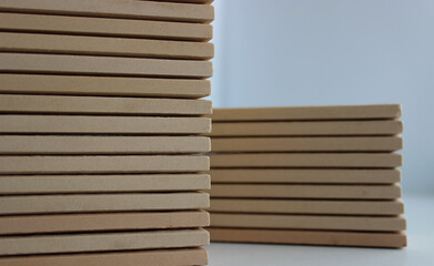 The end edges of evenly stacked tiles for facing internal surfaces
