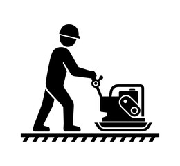 Vibratory plate soil compactor vector icon