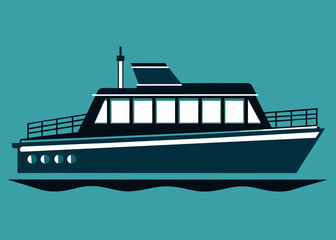 Obraz premium Vector silhouette of river water taxi illustration 