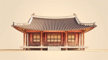 an authentic Korean palace with a minimalist background. Generative AI