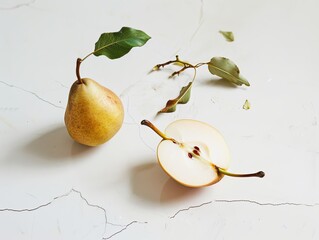 Pear Perfection: A Close-Up of Half-Cut Fruit in South Korea
