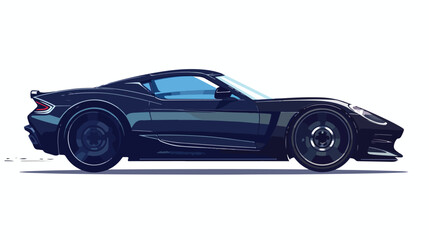 Sports black car fast moving on road side view vector