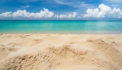 Seaside Serenity: Closeup of Beach Sand and Turquoise Waters