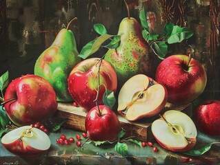 Harmony of Apples and Pears: A Vibrant Composition - AR 4:3