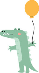 Cute crocodile with balloon illustration vector