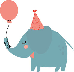 Cute elephant with balloon illustration vector