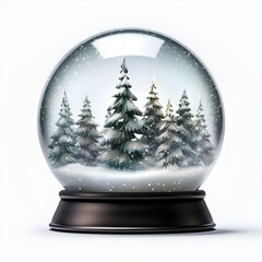 christmas tree and snow globe, Merry Christmas with a snow globe with a house and trees in the background