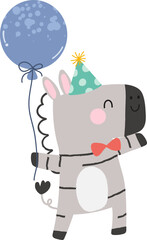 Cute zebra with balloon illustration vector