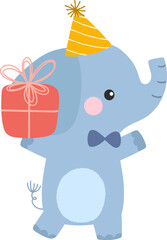 Cute elephant with gift illustration vector