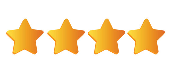 4 customer rating feedback concept. Five stars review icon set.  3d design isolated with white background.