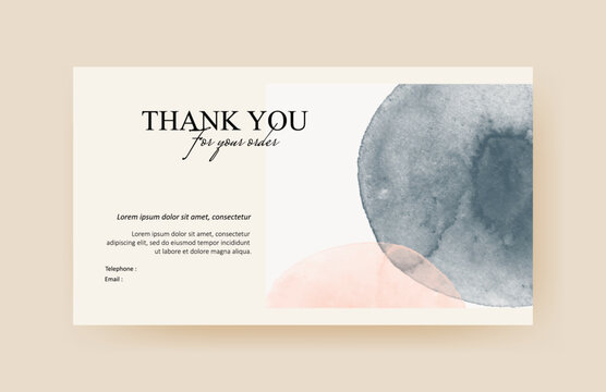 aesthetic abstract watercolor thank you card, printable custom greeting card for your project