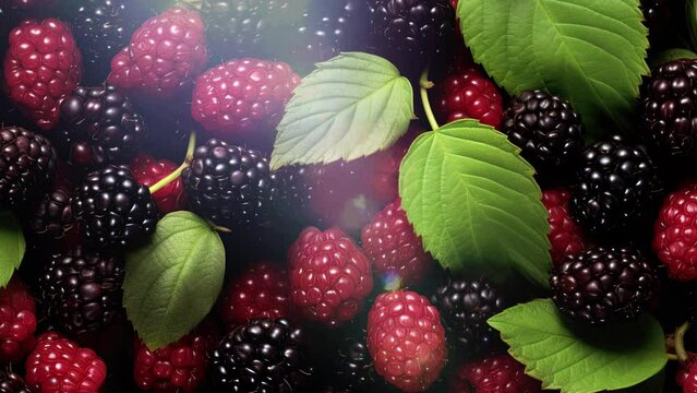 Mulberry background tile. Mulberry fruit in the market. Mulberry fruit pattern background. Fresh Mulberry fruit with drops tiles video. Fruit wallpaper. Fruits background. 4K Videos