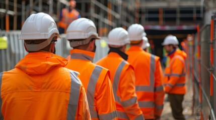a group of construction workers standing next to each other