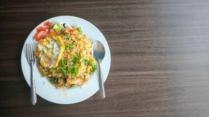 crispy pork fried rice, Thai food 