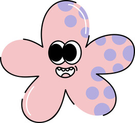 Cute groovy flower character illustration vector