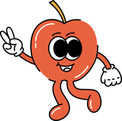 Cute groovy apple character illustration vector