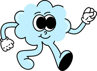 Cute groovy cloud character illustration vector