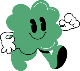 Cute groovy ginkgo leaf character illustration vector