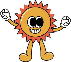Cute groovy sun character illustration vector