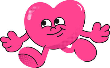 Cute groovy heart character illustration vector