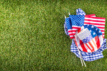 July 4, Independence Day traditional American picnic background
