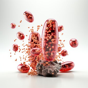 Rickettsia 3D of Small rodshaped bacteria, transmitted by arthropods, causing diseases like Rocky Mountain spotted fever, isolated on white background