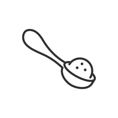 Spoon with ingredient. linear icon, cereal, sugar, flour, spice. Line with editable stroke