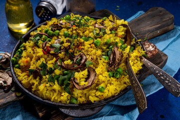 Vegetarian pilaf with mushrooms