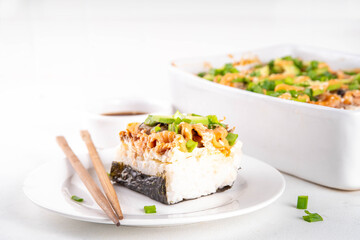 Salmon Philadelphia Sushi Bake Recipe Casserole