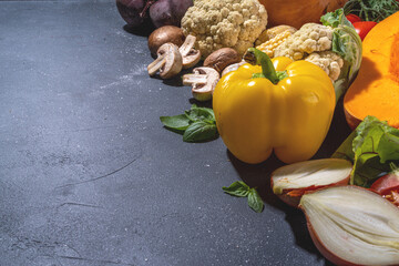 Autumn vegetables cooking background